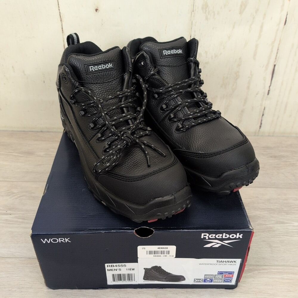REEBOK TIAHAWK MEN'S WATERPROOF SPORT WORK BLACK BOOTS RB4555 Size 11 EW New